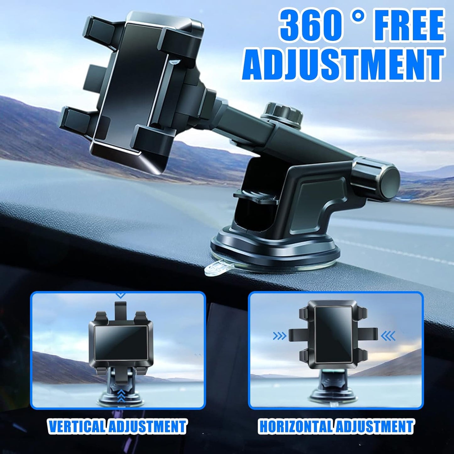 Mobile Phone Holder Car with Ventilation Opening Clip, 3 in 1 Universal Silicone Protection 360 ° Rotatable Hands-Free for All Phones…